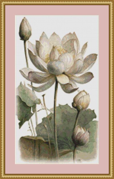 Lotus Flowers Cross Stitch Pattern