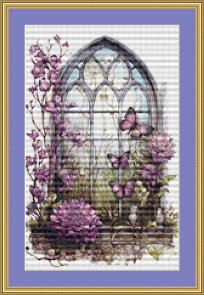 Lilac Window Cross Stitch Pattern