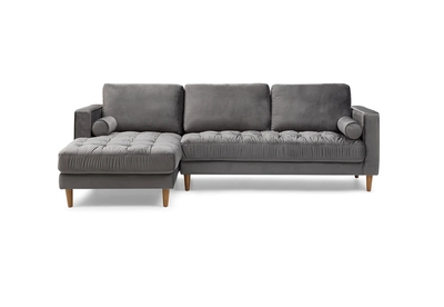 Bente Tufted Velvet Sectional Sofa - Grey