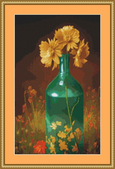 Green Bottle Cross Stitch Pattern