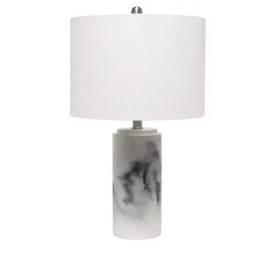 Lalia Home Marbleized Table Lamp with White Fabric Shade - LHT-5012-WH