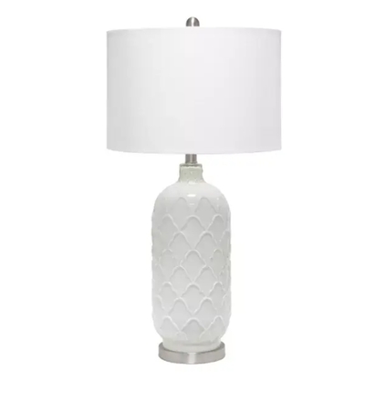 Lalia Home Argyle Classic White Table Lamp with Fabric Shade - LHT-5008-WH