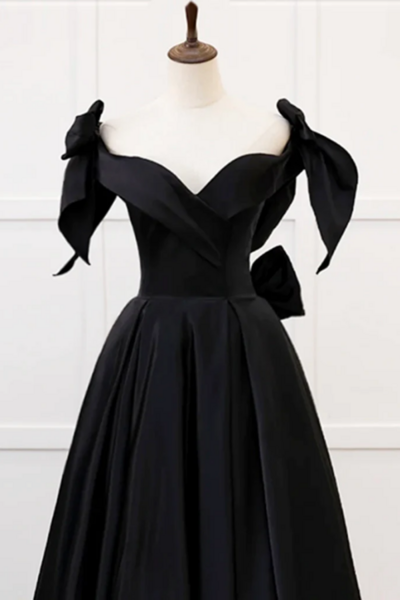 Simple A Line Sweetheart neck Velvet Black Long Prom Dress. Black Long Formal Dress KPP1772