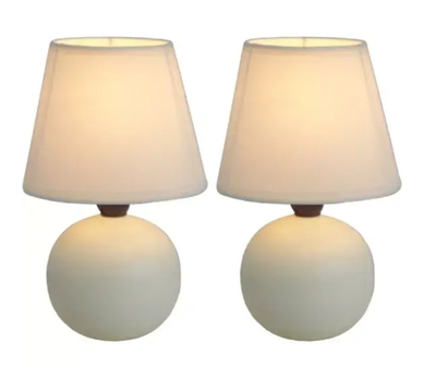 Simple Designs Mini Ceramic Globe Table Lamp 2 Pack Set - LT2008-BLU-2PK
