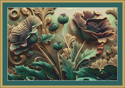 Colourful Poppies Cross Stitch Pattern