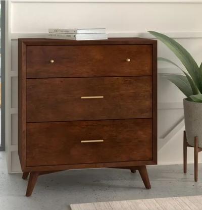 Flynn Mid Century Modern 3 Drawer Small Chest - 966WAL-04