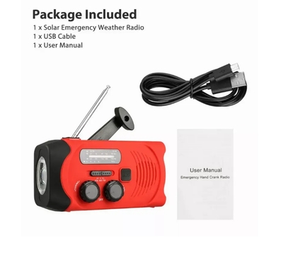 2000mAh Emergency LED Radio Solar Hand Crank AM/FM/NOAA Flashlight Phone Charger - 723466572768