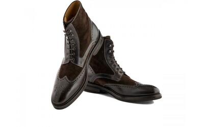 Wing Tip High Ankle Brogue Toe Brown Color Stylish Genuine Leather Men Boots