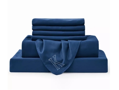 Navy Blue Bambusa 7-Piece Sheet Set - NAVYBLUEKING
