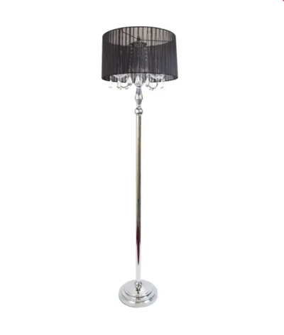 Elegant Designs Trendy Romantic Sheer Shade Floor Lamp with Hanging Crystals - LF1002-WHT