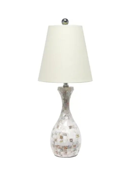 Lalia Home Malibu Curved Mosaic Seashell Table Lamp with Chrome Accents - LHT-5062-MO