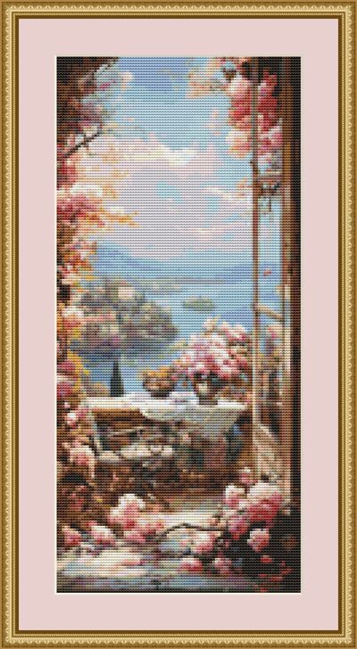 Balcony In Bloom Cross Stitch Pattern
