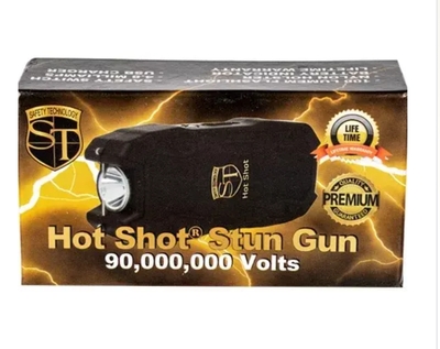 Hot Shot Stu-n Gu-n With Flashlight And Battery Meter Black - ST-HOTSHOT