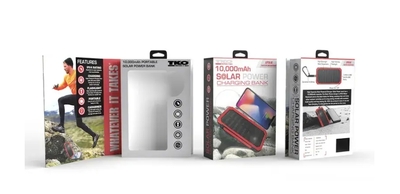 10,000 mAh Solar Charging Power Bank - Red - TPBSF02-039