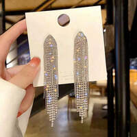 Fashion Tassel Rhinestone Earrings For Women - Thumbnail 2