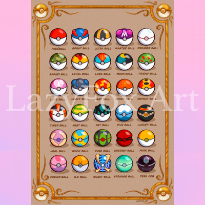 Pokemon Pokeball master collection print