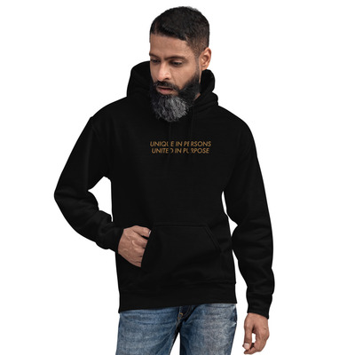 Embroidered "Unique & United " Unisex Hoodie