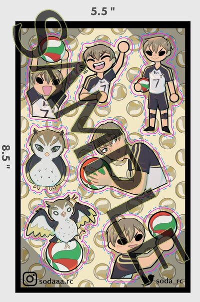 STICKER SHEET of Akinori Konoha from Haikyu!!
