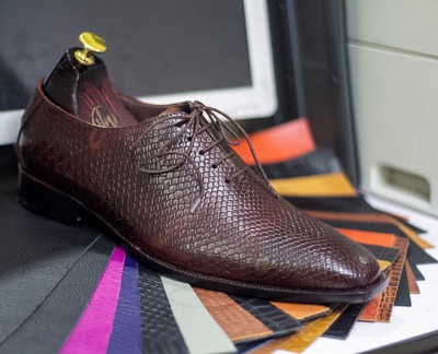 Handmade Men's python Leather Lace Up Fashion Chocolate Dress Shoes