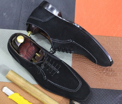 Handmade Fashion Black Suede Lace Up Handmade Dress Shoes