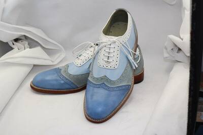 Unique and Classic Tri Color and Suede Leather Contrast Oxford Wingtip Dress Shoes