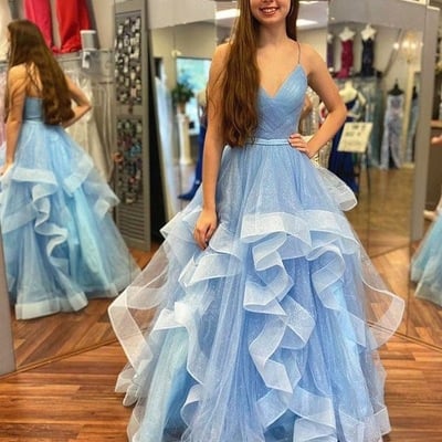 Sparkly prom dresses sky blue - Thumbnail 2
