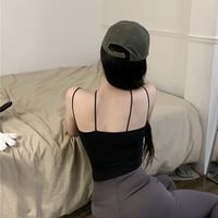 Strappy Plain Crop Camisole Top - Thumbnail 3