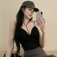 Strappy Plain Crop Camisole Top - Thumbnail 2