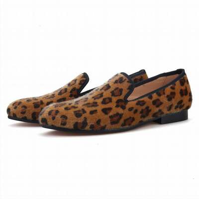 New Handmade Men's Custom Leopard Print Flat