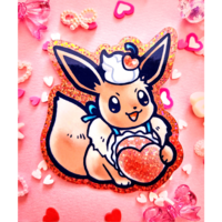Valentine's Day Pikachu & Eevee Glitter Vinyl Sticker Set - Thumbnail 2