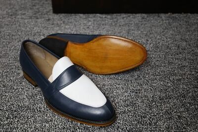Handmade Men's Two Tone Penny Leather Fashion Loafer Shoes