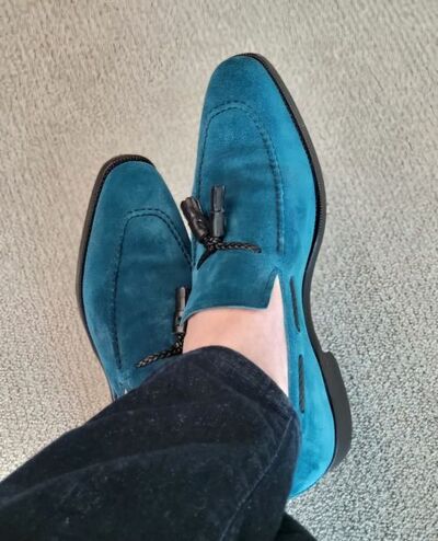 Handmade Blue Attractive Color Taseels Loafers Design Mens Shoes