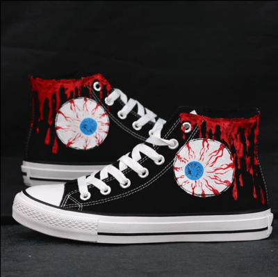 Violent eyeball graffiti hand-painted shoes