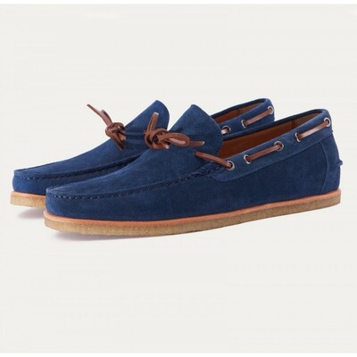 Men's Blue Suede Tussle Handmade Loafer Shoes