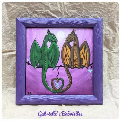 Dragon Sparks acrylic painting on canvas framed