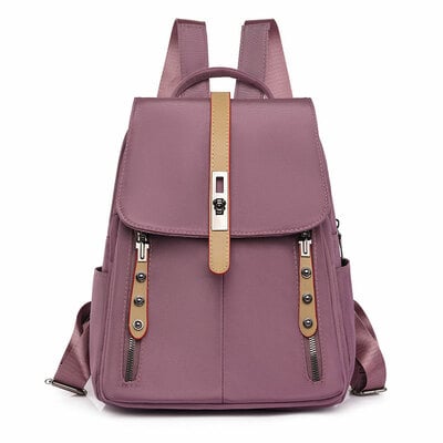 Fashion Vertical Zipper Anti-theft Lock Rivet Waterproof Oxford Bag For Women School Backpack