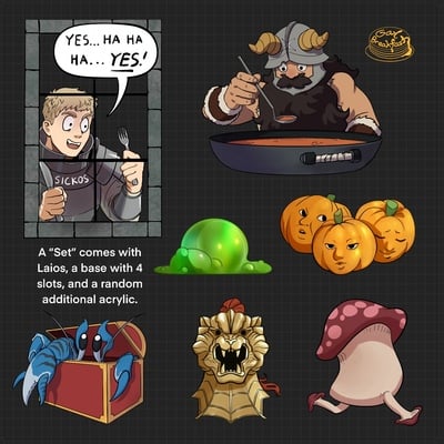 Sickos Meshi Sets, Magnets or Acrylics