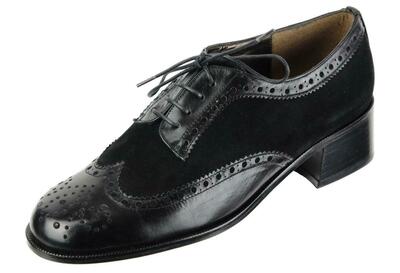 Handmade Men's Black Leather Lace Up Wing Tip Leather & Suede Dress Shoes