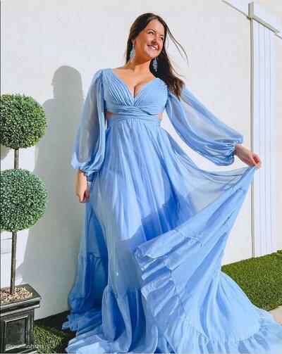 Plus Size Blue Mother of the Bride/Groom Dress with Appliques Formal Dress