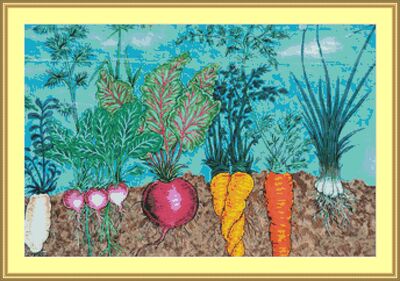Root Vegetables Cross Stitch Pattern