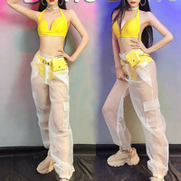 Mesh see-through trousers bikini suit dance suit - Thumbnail 4