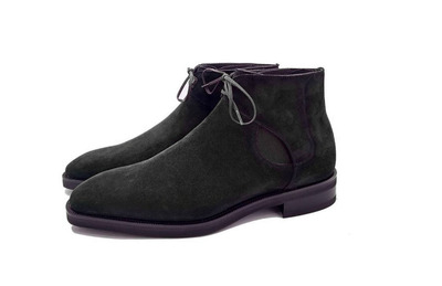 Black Suede Leather Rounded Toe High Ankle Lace Up Customized High Ankle Boots