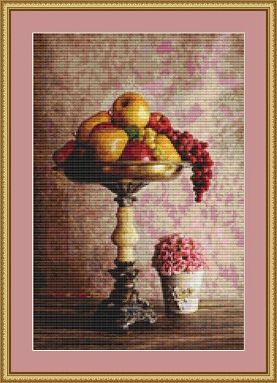 Fruit And Flowers Cross Stitch Pattern