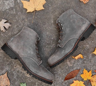 Handmade Men's Gray Suede Lace Up Derby Ankle Boots