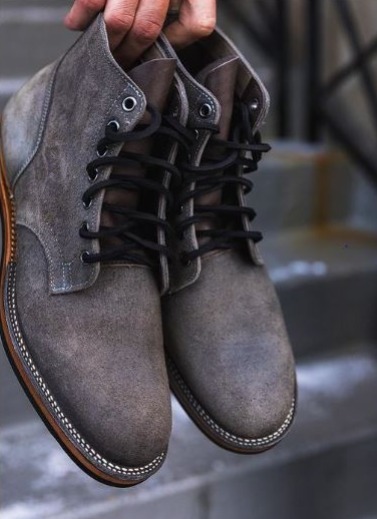 Handmade Men's Gray Suede Lace Up Derby Ankle Boots