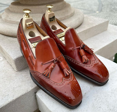 Oxfords Wingtip Toe Design Handmade Loafers Slips On Moccasin Shoes