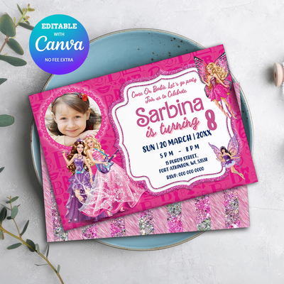 Barbie Birthday Invitation, Barbie Girl Birthday Invitation Canva Editable Instant Download