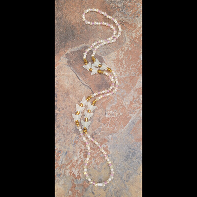 BUTTERFLY PINK🩷 GLOW IN THE DARK CRYSTAL WAIST BEADS BY Nubian Collection Artwear 🎨