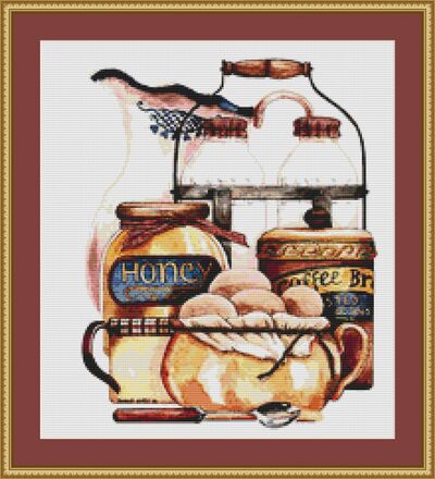 Eggs And Milk Cross Stitch Pattern