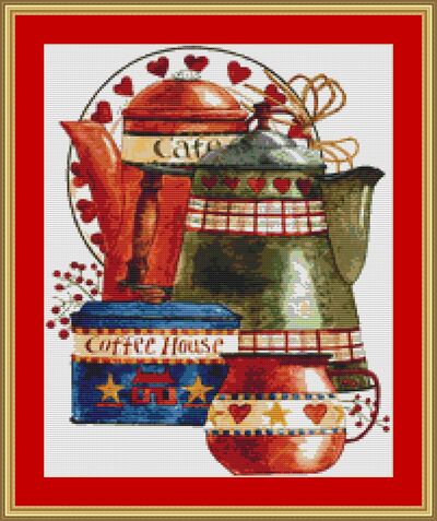 Coffee Pots Cross Stitch Pattern